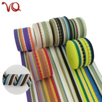Sangle en jacquard rayée multicolore de 38 mm pour bretelles de sac à dos, sangles d'instruments, sangles de bagages, chaussures, sangle en coton
