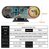 AIKS AK-3827LW Desktop Farbbildschirm Magic LED Digitalanzeige Spiegel Elektronische Leuchtende Farbwechsel Wohnzimmer Geräuschlose Uhr
