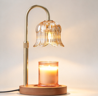Lampe chauffe-bougie avec minuterie : Réglable en hauteur, intensité variable, chauffe-bougie réglable - Forme de fleur