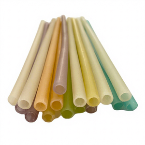 Pajitas de Arroz 100% Orgánicas, Cajas Rígidas Biodegradables Ecológicas para Bebidas Calientes/Frías, Leche, Papel Kraft, 100 Unidades, Uso Alimentario Natural - Product Image 1