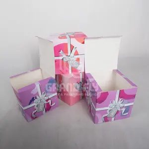 صندوق تعبئة مضلع مخصص لون وردي صندوق بريد ورقي مضلع قابل للطي للهدايا