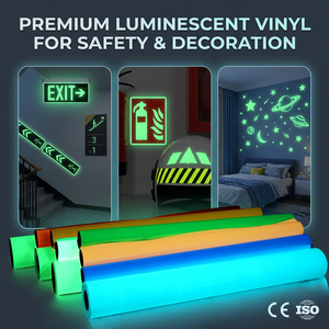<span class=keywords><strong>Film</strong></span> photoluminescent en PVC, 6 heures de luminescence dans le noir, imprimable, auto-adhésif, pour signalisation d'entrepôt, signalisation de sécurité - Product Image 2