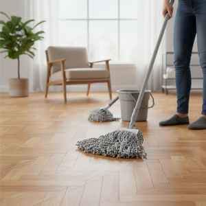 Gizmop 375 Gr Mopa Húmeda de Microfibra con Bucle de Algodón para Parquet y Suelos de Madera Natural, Autoescurrible, de Rápida Absorción y Antibacteriana - Product Image 3