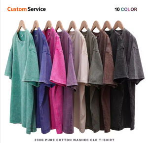 เสื้อยืดผู้ชายคอตตอน 100% ทรงโอเวอร์ไซส์ สีพื้น แขนสั้น คอกลม ดีไซน์เรียบง่าย ผ้าถักน้ำหนัก 230 กรัม แบบซักพิเศษ - Product Image 1