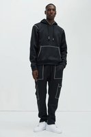 Ensemble sweat à capuche et pantalon de survêtement unisexe personnalisé en coton avec impression en relief, style sportif, streetwear, survêtement décontracté pour homme avec surpiqûres contrastées