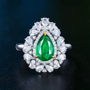 Sgarit с драгоценными камнями, anillo de piedras preciosas 1.35ct натуральная ярко-зеленый изумруд камень позолоченное кольцо, 18k золото