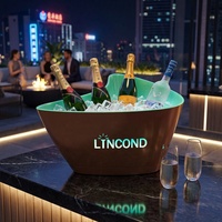 Seau à glace transparent en plastique de grande taille 10L au design moderne pour refroidir les bouteilles de bière et de vin lors de fêtes