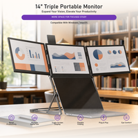 Nouvel arrivage 2026 : Moniteur portable triple écran 14 et 15,6 pouces FHD IPS en alliage d'aluminium pour ordinateurs portables professionnels Windows et Mac