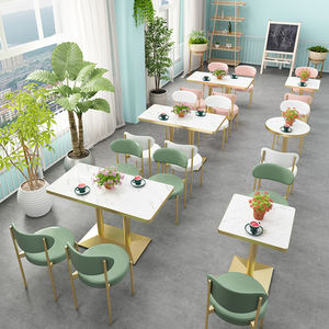 Conjunto de Mesa y Sillas para Cafetería, Postres, Aperitivos, Pasteles, Hamburguesas, Restaurante Occidental, Silla con Respaldo para Cafetería - Product Image 6