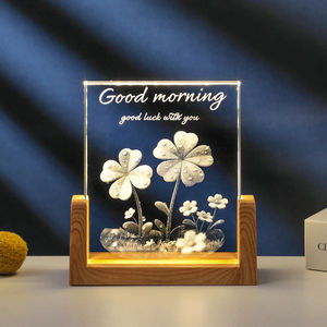 Luce Notturna LED in Vetro Intagliato Quadrato, Decorazione a Forma di Pianeta, Illuminazione d'Ambiente per Camera <span class=keywords><strong>da</strong></span> Letto, Regalo di Compleanno - Product Image 3