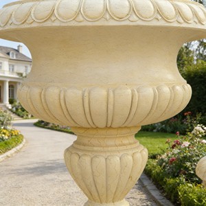 Jarrón Decorativo de Piedra <span class=keywords><strong>Natural</strong></span> de Estilo Occidental, Diseño Nuevo, <span class=keywords><strong>Maceta</strong></span> Clásica de Mármol Beige para Jardín - Product Image 4