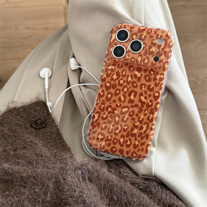 Coque de téléphone double couche imprimé léopard orange tendance pour femme, compatible iPhone 17 Pro Max 16 15 14 - Product Image 5