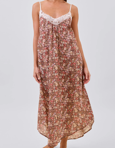 Vestido de Pijama Largo y Holgado de Algodón, Cómodo, Sin Mangas, con Estampado Floral y Encaje, para Mujeres de Talla Grande, Directo de Fábrica - Product Image 4