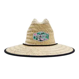 Florida Beach Summer Custom Logo Wide Brim sombrero de ala ancha unisex Sun Custom Straw Panama Hats para mujeres y hombres