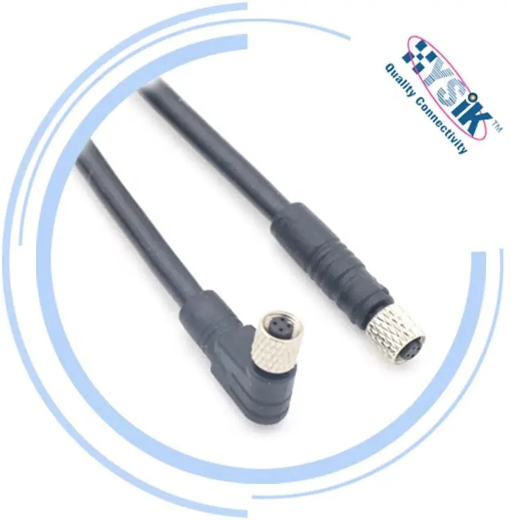 Hysik IP67 waterproof M5 proximity cable 3Pin 4Pin axial Female Male connector cable,M5x0.5mm threaded