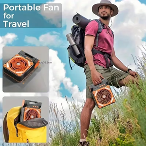 Ventilateur solaire portable pliable avec lumière LED, quatre vitesses, batterie externe 5200 mAh, chargement USB, pour camping en extérieur, usage de bureau et situations d'urgence - Product Image 5