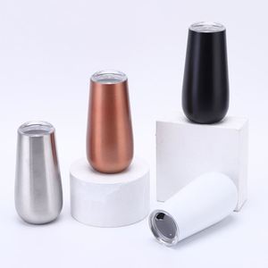 Custom Logo 6Oz Champagne Flutes Wine Vacuum Insulated Stainless Steel Stemless Tumbler With Lid - Product Image 1