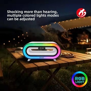 เครื่องชาร์จไร้สาย ODM <span class=keywords><strong>นาฬิกา</strong></span><span class=keywords><strong>ปลุก</strong></span>ลำโพงเสียงสีขาวพร้อมไฟ LED สี RGB - Product Image 5
