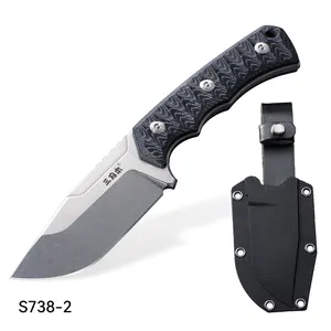 מפעל ישירות למכור Sanrenmu S738-2 מלא טאנג קבוע להב סכין קמפינג סכין חיצוני ציד סכיני עם נדן