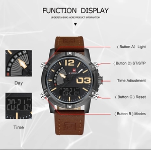 Naviforce 9095 Nf9095 Thời Trang Thạch Anh <span class=keywords><strong>Analog</strong></span> Thể Thao Người Đàn Ông Của Đồng Hồ Da Sang Trọng Không Thấm Nước Đồng Hồ Kỹ Thuật Số Cho Nam Giới Montre Relojes Uhr - Product Image 3