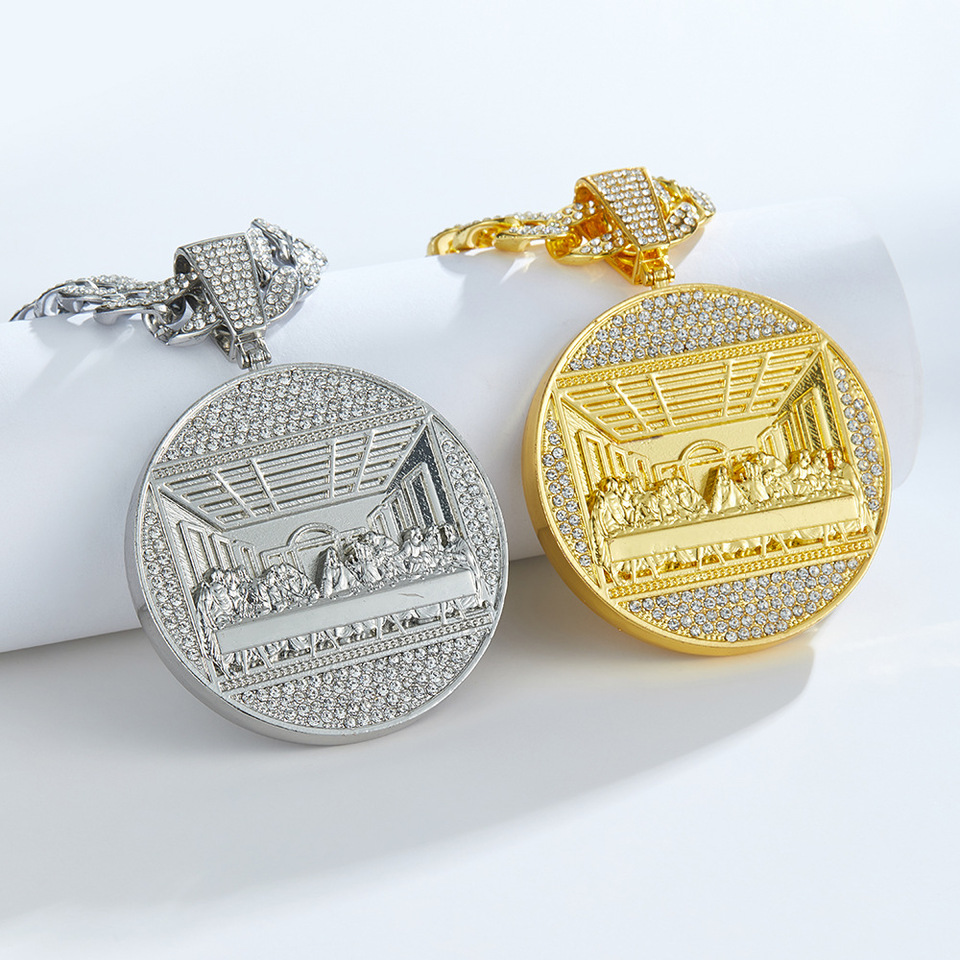 Wholesale Men's Luxury Diamond Fashion Jewelry Necklace Factory Direct Hip Hop Cuban Link Chain Trendy Gold Plated