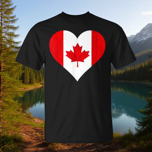 เสื้อยืดโปรโมชั่นลายใบเมเปิลแคนาดาและรากเหง้าแห่งแคนาดาพร้อมลายธงชาติ - Product Image 3