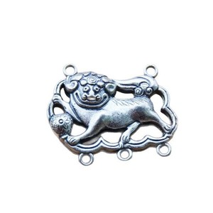 Tibetan <b>Silver</b> Mythical Beast Pendant Double Ring Closure <b>Ornament</b> For DIY Bracelet Hanfu Accessories - Product Image 3