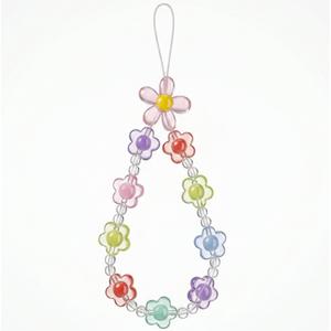 Colored <b>Flower</b> Beaded Phone Lanyard Multicolor Alloy Material Trendy Mobile Phone Decoration - Product Image 3