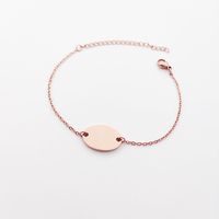 Pendentif ovale en acier inoxydable Bracelet réglable pendentif pour gravure chaîne de câble plat Bracelet à breloques personnalisé breloque ovale