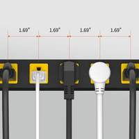 Stop Kontak Dinding Industri dengan 8 Soket US, Casing Logam Hitam, Pelindung Lonjakan Arus, Sakelar Daya Berlampu