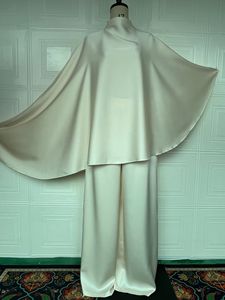 Completo Elegante Satinato Stile Europeo e Americano per Donna, Top a Maniche Lunghe Irregolare e Pantaloni a Gamba Larga, Abito Modesto Musulmano per Business Casual - Product Image 6