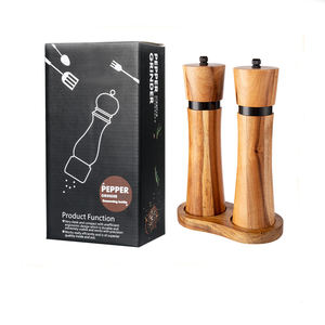 2 件装木质盐和胡椒研磨器，可调节粗度，可填充，由相思木制成，陶瓷研磨器，盐磨器 - Product Image 2