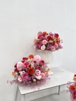Boule de fleurs artificielles réalistes rose vif et orange en soie, centre de table floral pour mariage, cérémonie de remise des diplômes, décoration de table