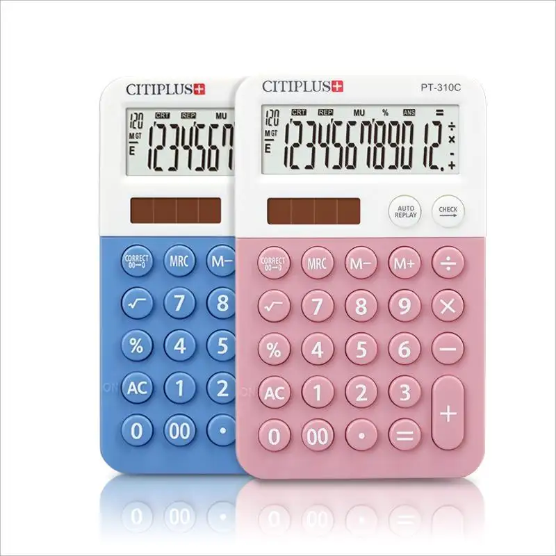 Christmas Gift Set Cute Pink Calculator 12 Digits Calculadora Calculatrice Lcd Small Pocket Mini Calculator For Business Student