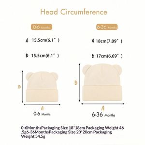 Wholesale Winter Comfortable Soft New Born Baby Knitted Beanie with <b>Cute</b> <b>Bear</b> Ears - Product Image 2
