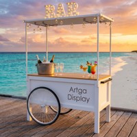 Chariot de bar à fleurs, bonbons et desserts en bois moderne et simple, personnalisé, directement de l'usine Super-E, en MDF, mobile, pour mariages et événements, avec roues, faible MOQ