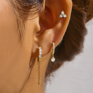 Fine Jewelry 925 Sterling <b>Silver</b> Gold Plated <b>Earring</b> Women 5A Zircon <b>Stud</b> <b>Earrings</b> <b>Set</b> for Girls - Product Image 5