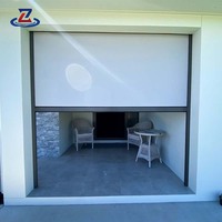 Pergola à toit incliné rétractable motorisée électrique moderne Extension de persienne à motif horizontal fantaisie Polyester intégré