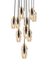 Lámpara Colgante LED de Lujo Minimalista Moderna XZ para Comedor y Escalera, de Latón con Cristal K9, para Techos Altos