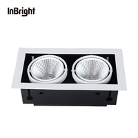 Projecteurs LED COB encastrés anti-éblouissement à grille pour hôtels et usines, à têtes simples, doubles ou triples, 10W, 20W, 30W