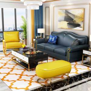 Fabrika lüks kanepe set mobilya modern deri kesit kanepe oturma odası 1 + 2 + 3 kanepeler - Product Image 3