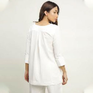 Camisa Blanca de Manga Larga para Mujer, 100% Calidad, Corte Holgado, Estilo Casual, Cuello Redondo, Top de Manga Corta y Pantalón Ancho con Pliegues Delanteros - Product Image 3