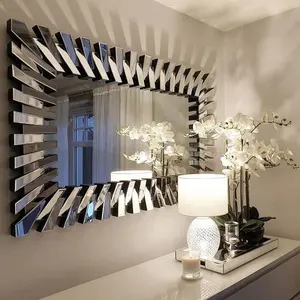 Espejo de diseño veneciano para decoración del hogar, espejo de pared con marco de bisel para decoración de sala de estar