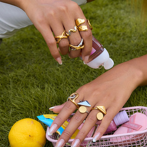 Geometric Titanium Steel <b>Ring</b> Unisex Fashion Jewelry Gift Stackable Design - Product Image 2