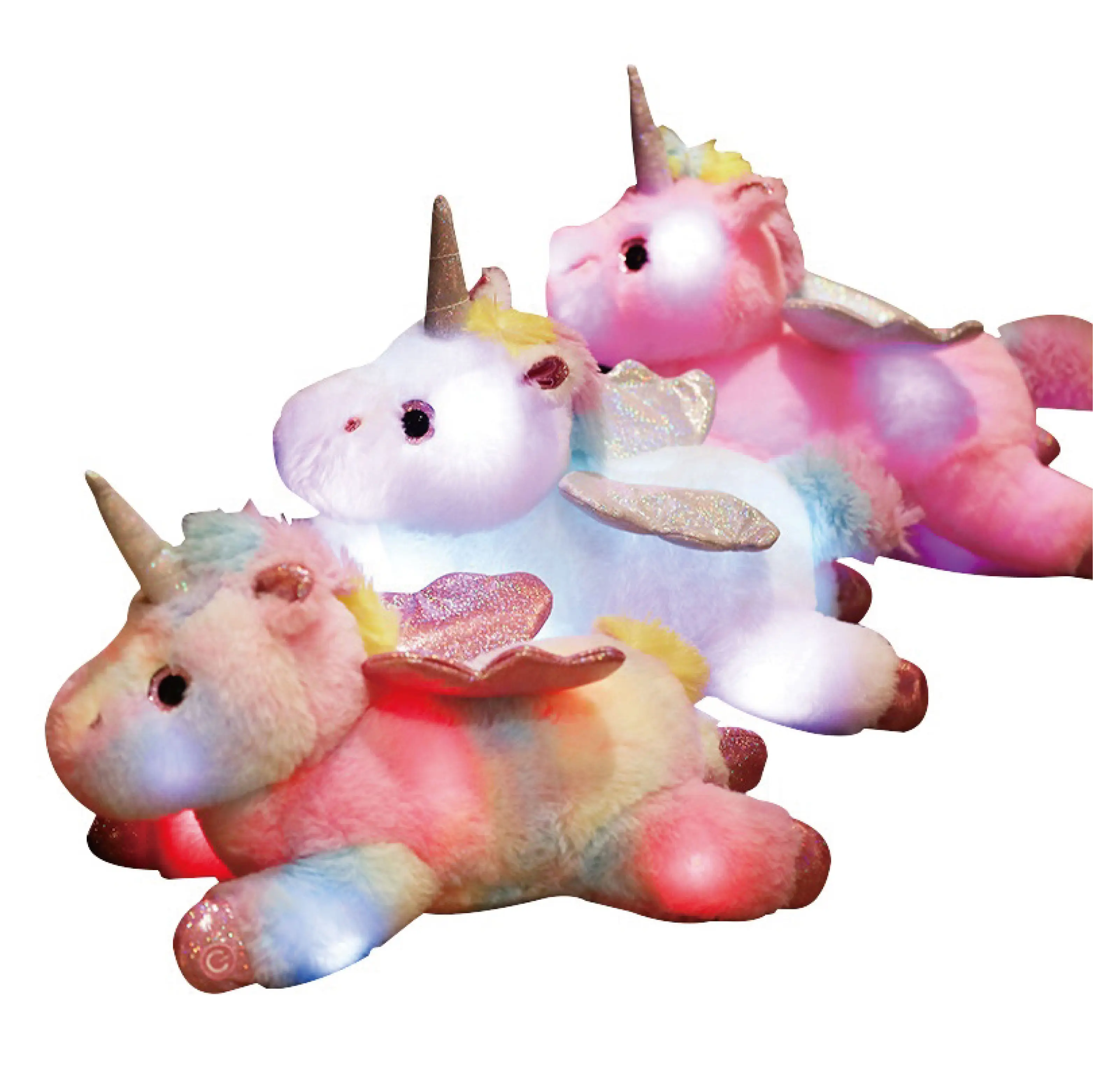 Boneka Unicorn pelangi cahaya tumbuh Led, mainan boneka hewan lucu, boneka berkedip, hadiah anak-anak