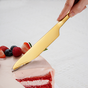 Ensemble de couteaux à gâteau en acier inoxydable, ensemble de couteaux et de serveurs à gâteau en or en acier inoxydable, cuillère à dîner, fourchette, tendance 2023 - Product Image 3