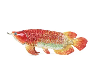 SHINNYGIFTS FengShui Metal Craft Home Decorative Office Ornaments Golden Arowana Fish Gift Box