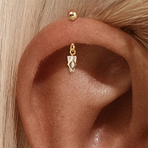 S925 Pendientes de plata esterlina para mujer Prong Zircon Ball Back Italia Hilo vertical Cartílago Hélice superior Piercing Bodas de oro - Product Image 4