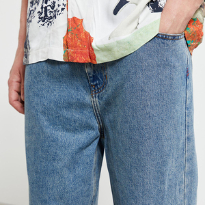 100% Cotton Wide Leg <strong>Jeans</strong> for Men Long Style <strong>Customized</strong> <strong>Label</strong> Men Blue <strong>Jeans</strong> - Product Image 3