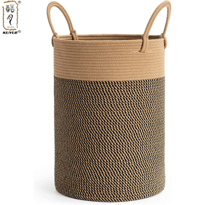 Kuyue hiện đại Hamper Giỏ bông giặt giỏ với dệt sợi dây thừng cho quần áo bẩn hoặc chăn trong phòng khách - Product Image 1